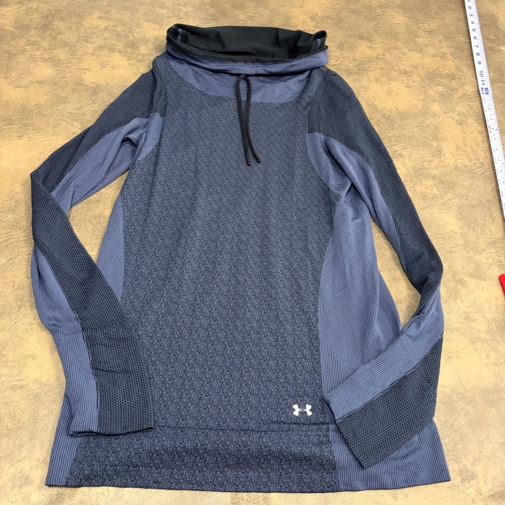 Under Armour HeatGear Cowl Neck Top Womens M Blue 1318049 Long Sleeve Athletic